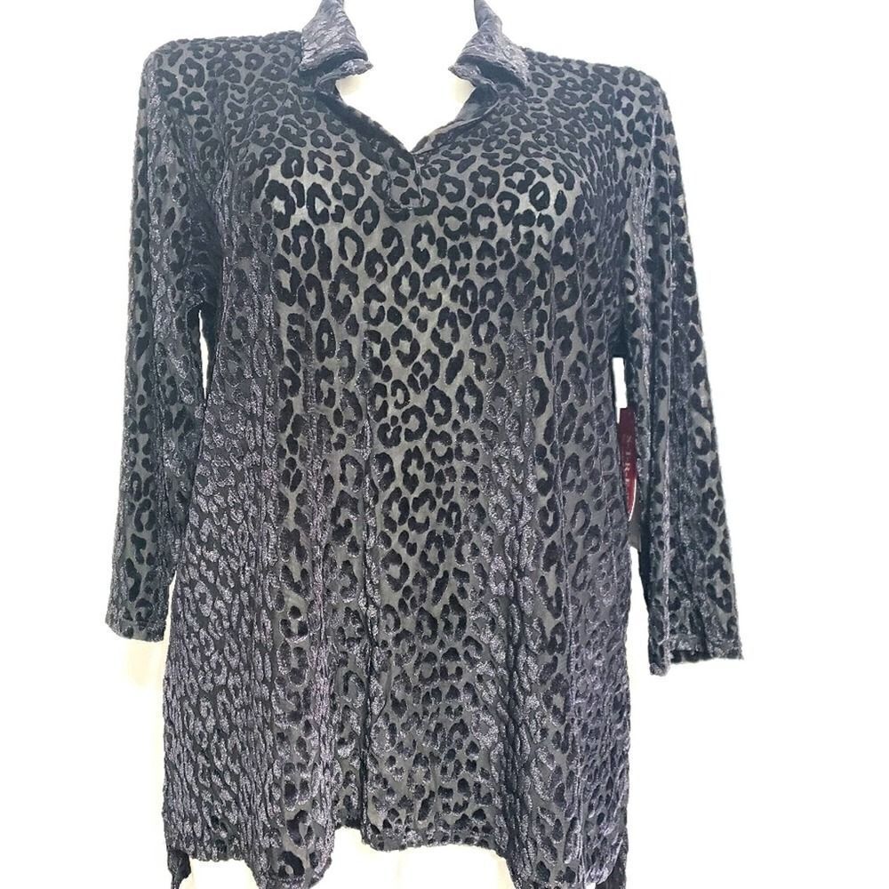 Rebecca Malone black leapord print top